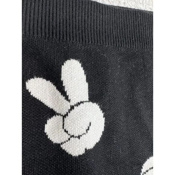 Puella Knit Soft Skirt Womens Black & White W/Character Hand Gesture Print - Picture 5 of 7